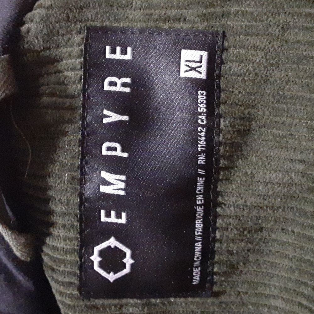 Empyre NWT  Men's Corduroy Hooded Jacker Green Zip Up With Pokets XL - Picture 8 of 9